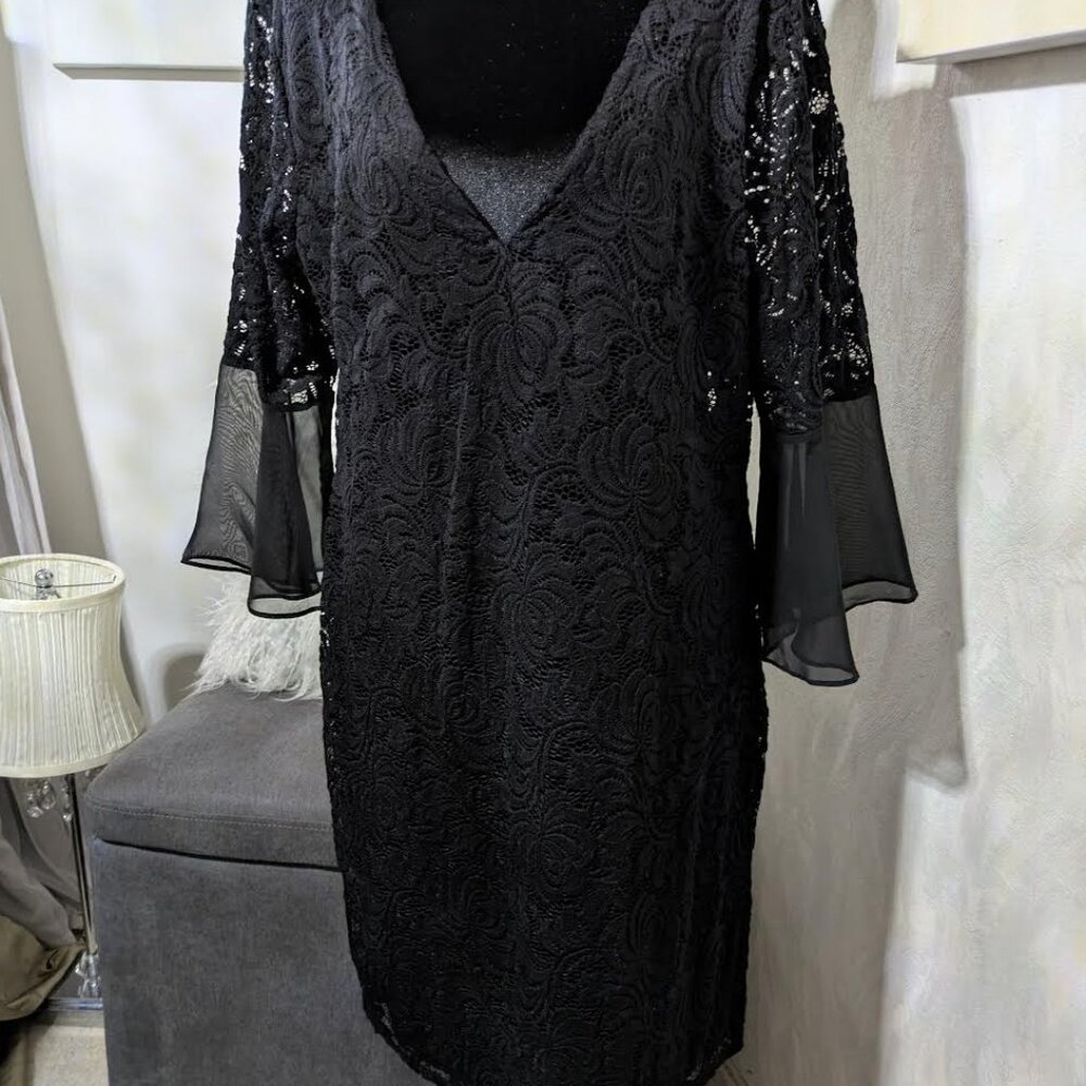 JM Collection, Black lace dress. Size Large.